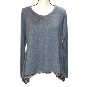 Ella Miss Charcoal Grey Top w/ Silver Hem